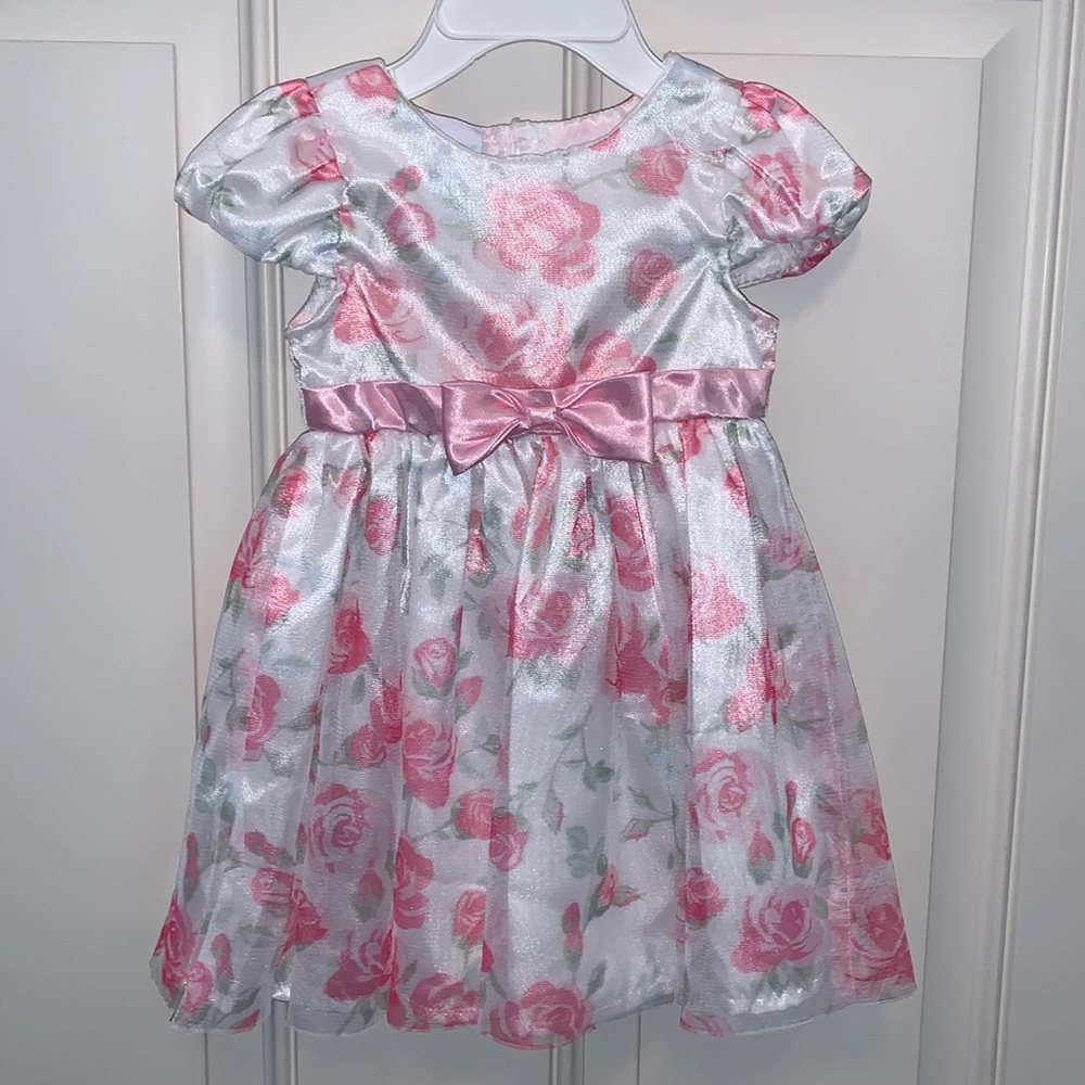 Nannette Baby,6-9m,Perfectly Pretty in Pink,Printed Shades of Pink Roses onTulle